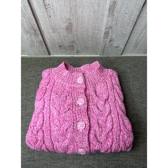 Kendall & Kylie Womens S Pink Cable Knit Cropped Cardigan Sweater Cotton Blend - Picture 3 of 7